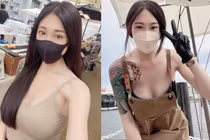 Hot girl xinh đẹp mặc gợi cảm bán ốc, khách đến nườm nượp