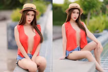 Ngượng đỏ mặt người đẹp cố tình bung cúc lộ vòng một hớ hênh