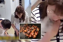 Chủ quan khi ăn hạt dẻ nướng, người phụ nữ “nổ” miệng 