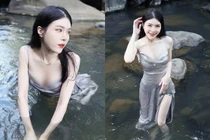 Hot girl xinh đẹp “tắm tiên” bên suối khiến người nhìn mê mẩn