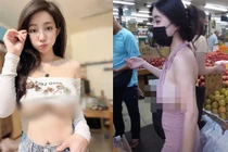 Ngượng chín mặt hot girl “thả rông” vòng một, mặc hở đi khắp nơi