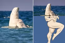 Cá voi trắng beluga "cơ bắp" gây náo loạn, khiến người phát cuồng