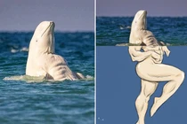 Cá voi trắng beluga "cơ bắp" gây náo loạn, khiến người phát cuồng