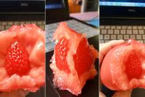 Kỳ lạ quả dâu tây “mọc” trong cà chua có 1-0-2 