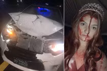Hóa trang Halloween, trùng hợp cô gái gặp tai nạn xe, cảnh sát phát khiếp...