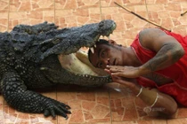 Rùng rợn người đàn ông thò đầu vào miệng cá sấu "quái vật"