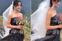 Chuyện lạ hôm nay: Cô dâu mặc túi rác đen trong đám cưới và...