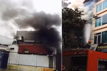 Cháy lớn ở Dusan Spa Hồ Giám, khói bốc đen nghịt