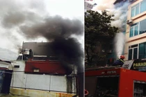 Cháy lớn ở Dusan Spa Hồ Giám, khói bốc đen nghịt