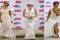 Váy cưới cầu kỳ làm từ giấy vệ sinh 