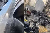 Cứu người khỏi thang máy ngập khói trong vụ cháy lớn ở Thái Hà