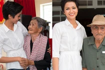 Hoa hậu H’hen Niê ân cần đi trao quà từ thiện cận Tết