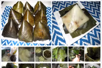 Trổ tài làm bánh giò gói lá giữa phố thị