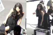 Angelababy lộ ảnh bụng bầu to ở hậu trường chụp hình