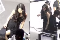 Angelababy lộ ảnh bụng bầu to ở hậu trường chụp hình