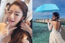 An Dĩ Hiên khoe hậu trường chụp ảnh cưới