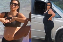 Kim Kardashian khoe bụng bầu trên biển