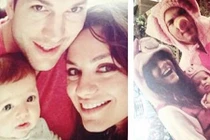 Mila Kunis và Ashton Kutcher lần đầu khoe ảnh con gái