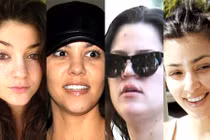 Ngỡ ngàng nhan sắc chị em Kim Kardashian sau lớp son phấn