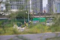 Hà Nội: Xe tải núp trong bụi rậm để bốc xếp hàng hóa