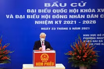 Tổng Bí thư và các lãnh đạo cấp cao bỏ phiếu bầu ĐBQH khóa XV và HĐND các cấp