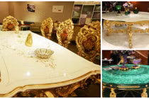 Những bộ bàn ghế dát vàng siêu chất ở Việt Nam