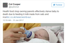 Bé 7 tháng tuổi chết đói vì cha mẹ chỉ cho uống sữa thực vật