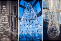 Chiêm ngưỡng cây thông độc đáo từ 245 tấm thủy tinh