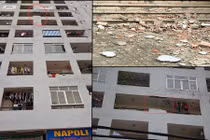 Hoảng hồn mảng tường lớn từ tầng 7 chung cư bất ngờ rơi