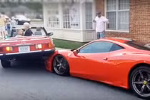 Mercedes-Benz 380S "trèo" qua đầu Ferrari 458 Speciale 