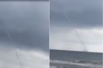 Sửng sốt vòi rồng cao trăm mét ở biển Hà Tĩnh