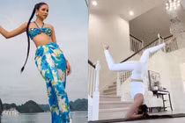 Hoa hậu Phạm Hương thực hiện 'tư thế vua' trong yoga