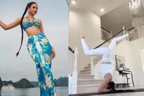 Hoa hậu Phạm Hương thực hiện 'tư thế vua' trong yoga