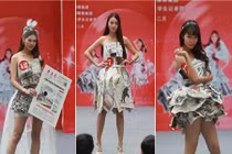 Ngắm mỹ nữ Trung Quốc thi tài dùng báo làm xiêm y