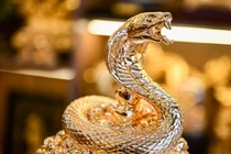 Linh vật rắn mạ vàng độc đáo “hút tài lộc” có giá đắt đỏ