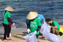 Khách ngoại quốc tình nguyện nhặt rác ở bãi biển Phú Quốc