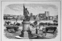 Hình độc về tượng Nữ thần Tự Do trên đỉnh tháp Rùa Hà Nội