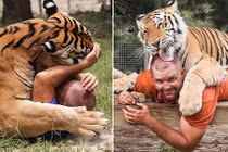 Rùng mình người đàn ông ăn ngủ với hổ dữ mỗi ngày