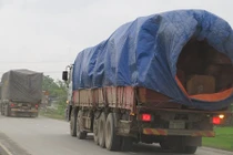 CSGT Nghệ An tóm đoàn xe Lào chở gỗ khủng