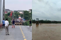 Cận cảnh khu vực cầu Phong Châu bị sập ở Phú Thọ