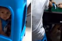 Video: Hãi hùng mẹ nhốt con dưới ghế để thỏa sức đánh bạc