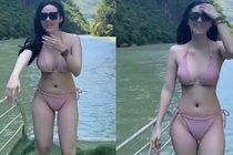 Clip cô gái mặc bikini đi thuyền trên sông Nho Quế khiến dân mạng tranh cãi