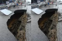 Video: Sau cơn mưa dữ, “hố tử thần” sâu hoắm giữa thành Vinh