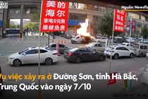 Video: Xe tải chở gas phát nổ như bom, lửa đỏ rực 1 góc phố 