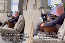 Ông bố đội nón để chó cưng “bớt cô đơn” đốn tim dân mạng