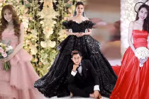 Sao Việt chơi lớn chọn mẫu váy cưới màu nổi cho ngày trọng đại 