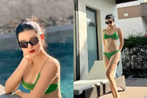 Á hậu mê bóng đá Huyền My hiếm hoi diện bikini