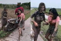 Đi chúc Tết, 2 cô gái nhận cái kết cực đắng... ngã xuống ruộng