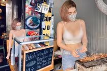 Ăn mặc gợi cảm bán bánh mì, gái xinh gây xôn xao cõi mạng