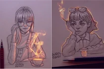 Ấm áp ngày gió mùa với bộ tranh chì tự phát sáng họa sĩ trẻ